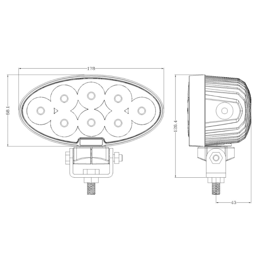 80W John Deere R Series LED Work Light - 7080-80