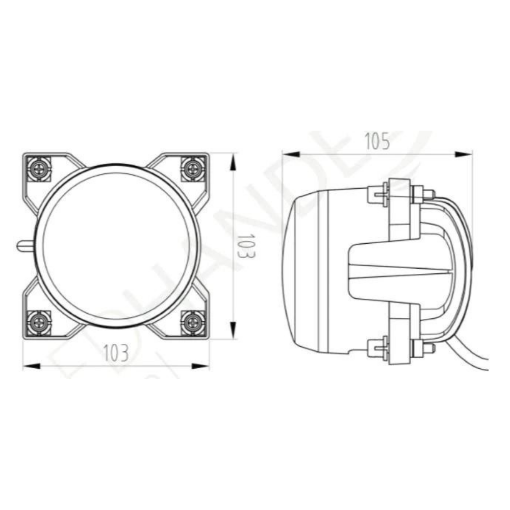 50W Round Flush Fit LED Work Light - Flood Beam - 4501