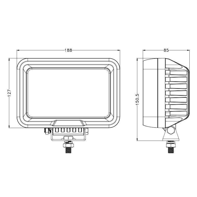 75W Rectangle LED Work Light 7.4 inch - 0601-75