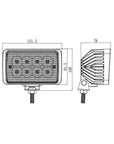 6 inch 40W Centre Mount Rectangle LED Work Light - 4001