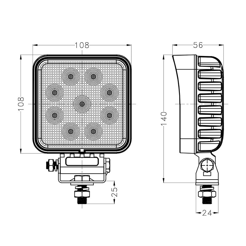 0806-4-27 - 4 inch 27W Square LED Work Light - Buy Online - LEDTRAC NZ