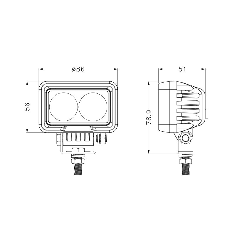 0601-20 - 2 inch 20W Rectangle LED Work Light - LEDTRAC New Zealand